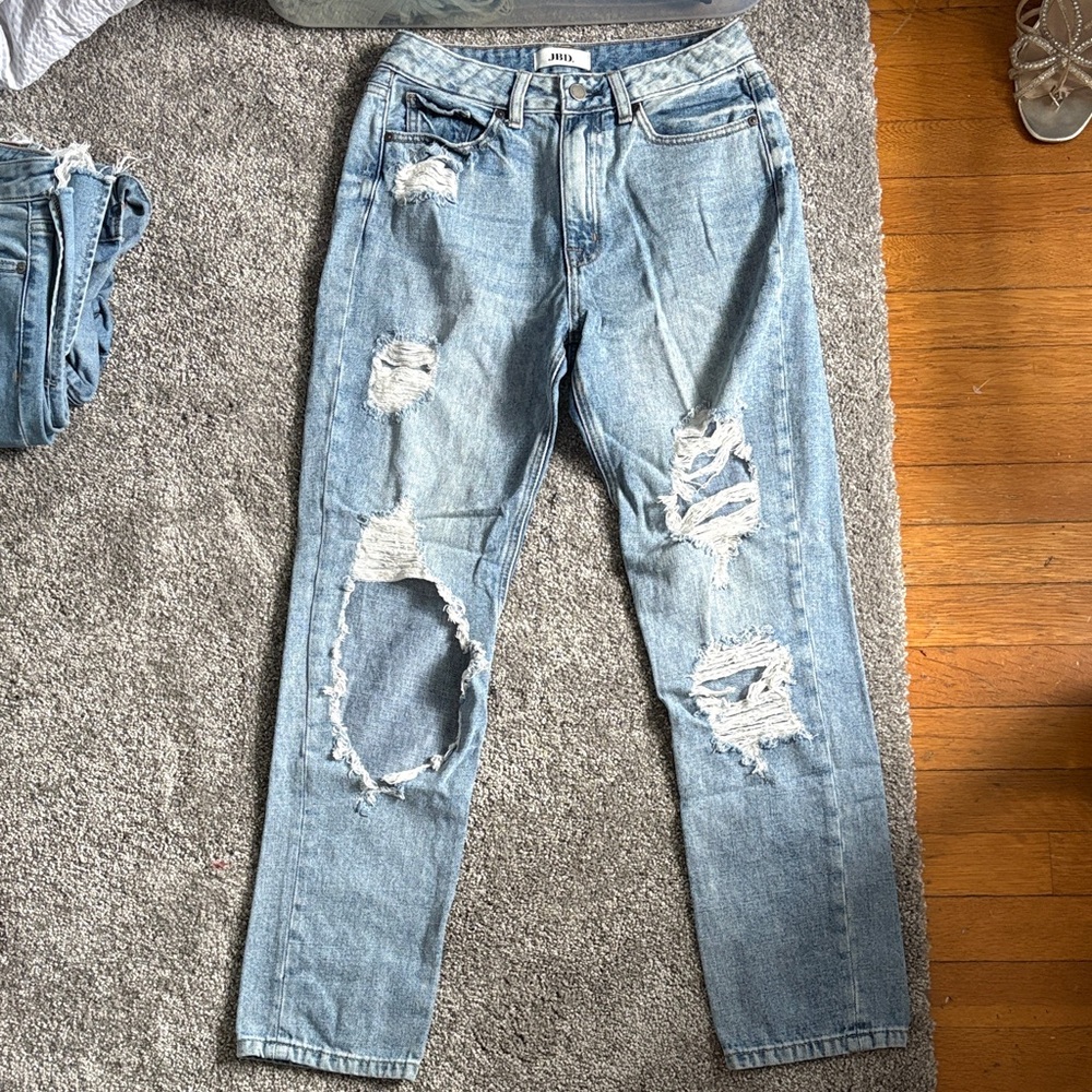 JBD. Light Blue Distressed Straight Leg Jeans